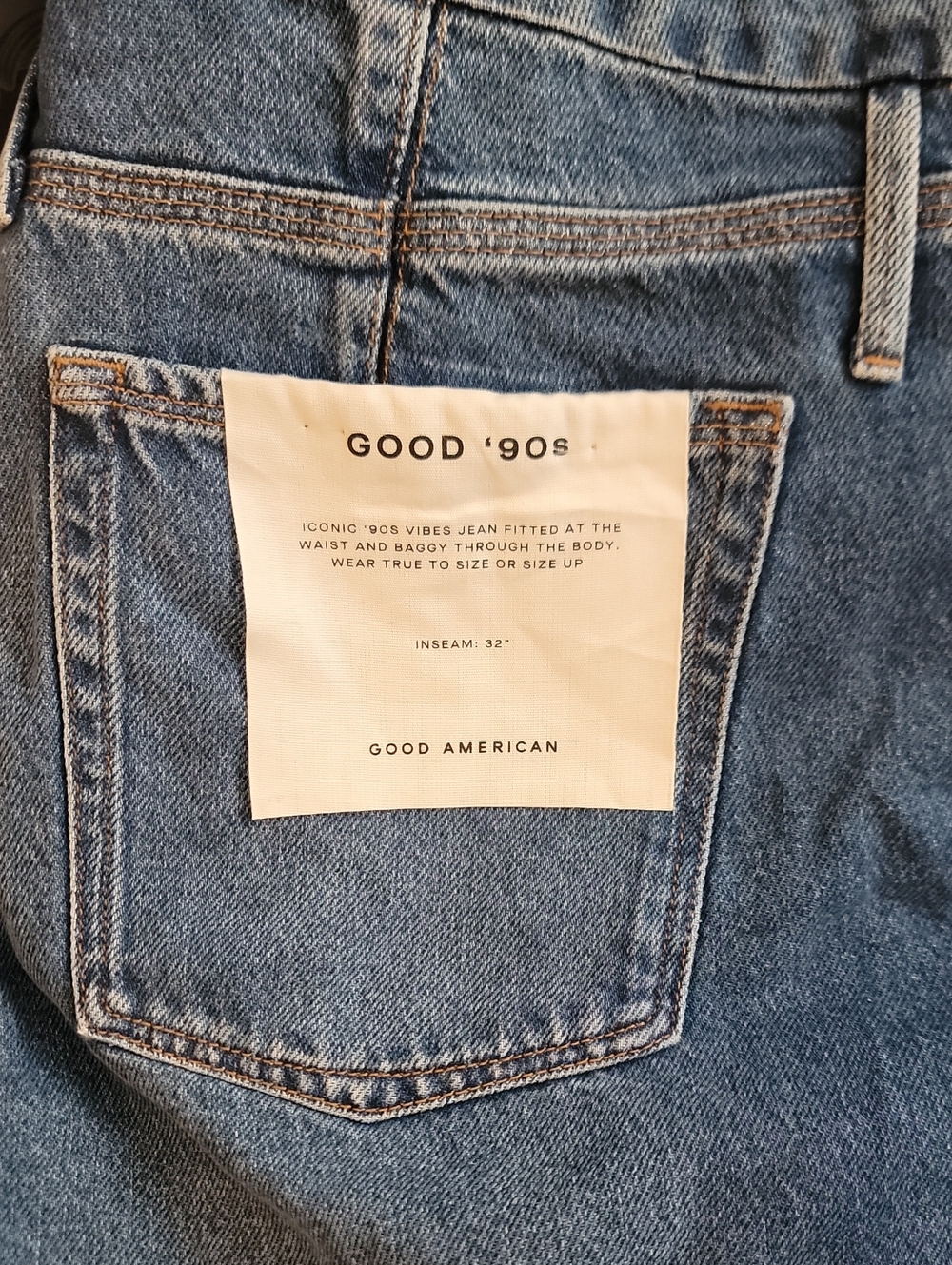 Good American Vintage Wide Jeans Straight Leg Blue Waist 14/32